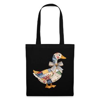 Süße Ente Goldener Rahmen Vintage Coquette - Stoffbeutel - Schwarz - Vorne