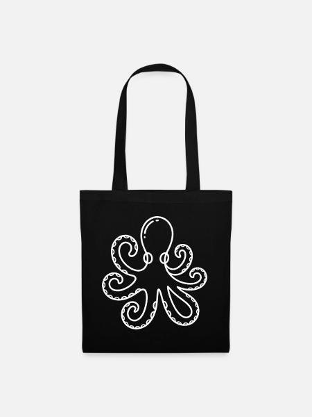 Tinten-Oktopus Silhouette - Stoffbeutel - Schwarz