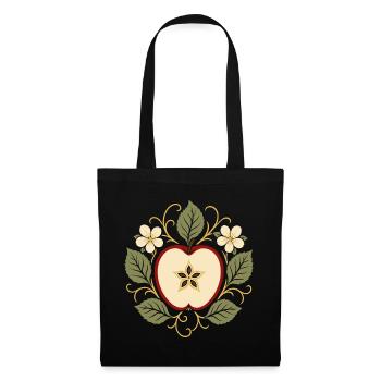 Magischer Apfel mit Pentagramm Symbol - Stoffbeutel - Schwarz - Vorne