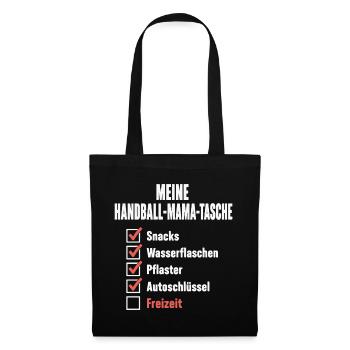 Handball Mama Tasche – Snacks, Pflaster, Freizeit? - Stoffbeutel - Schwarz - Vorne