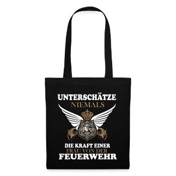 Unterschätze niemals Frau - Stoffbeutel - Schwarz - Vorne