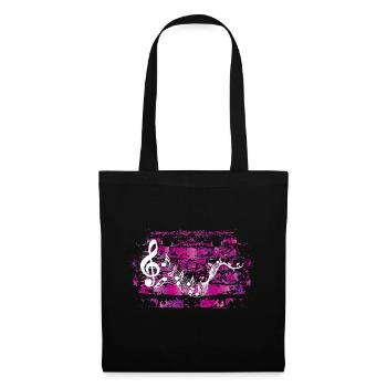 Musique musicien note cadeau de grunge de clef - Sac en tissu - noir - Devant