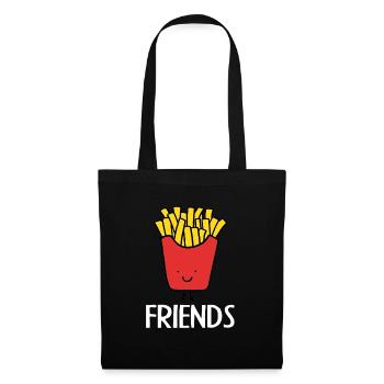 Best Friends, Beste Freunde, Partnershirt, Pommes - Stoffbeutel - Schwarz - Vorne
