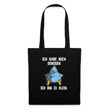 Ich habe mich gewogen - ich bin zu klein, Vogel - Stoffbeutel - Schwarz - Vorne