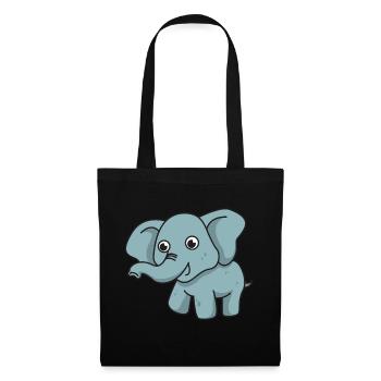 Elephant cartoon gift animal child proboscis cute - Tote Bag - black - Front