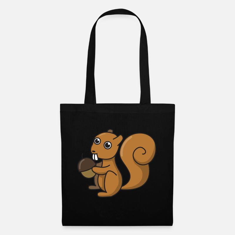 Eichhörnchen Comic Geschenk Nuss Wald Tier Kinder - Stoffbeutel - Schwarz