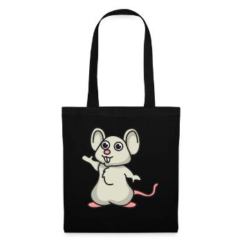 Maus Comic Mäuse Geschenk Haustier Tier niedlich - Stoffbeutel - Schwarz - Vorne