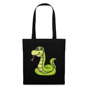 Snake dessin animé cadeau serpents animaux vert - Sac en tissu - noir - Devant