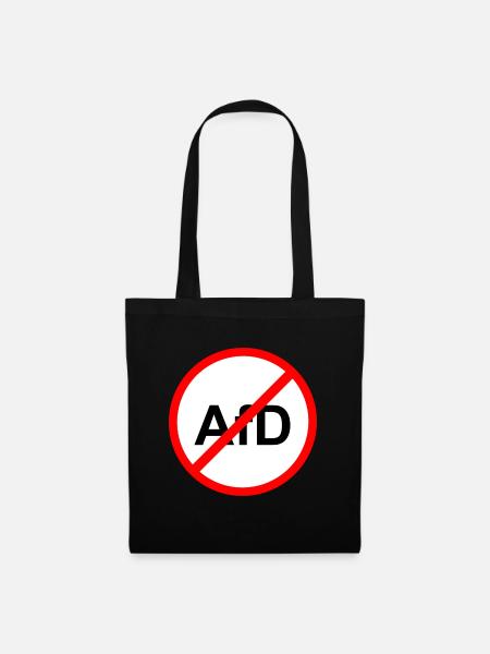 No AfD Straßenschild - Stoffbeutel - Schwarz