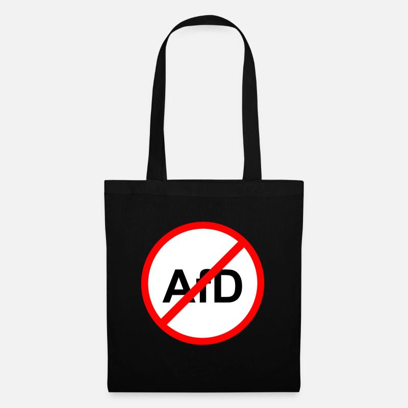 No AfD Straßenschild - Stoffbeutel - Schwarz