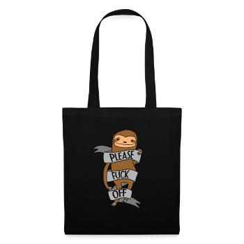 Sloth Please Fuck off - Lazy, laze, sloth - Tote Bag - black - Front