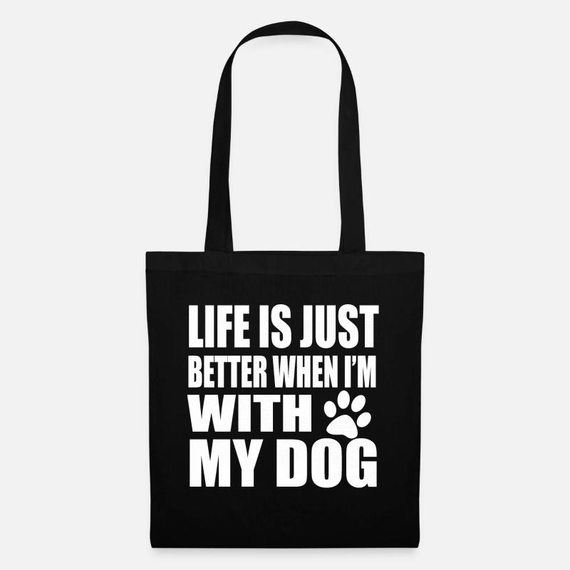 Spruch Hunde Hund Sprueche Hundesprueche Pfote - Stoffbeutel - Schwarz