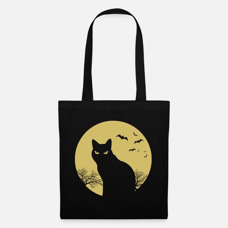 halloween Katze Mond - Stoffbeutel - Schwarz