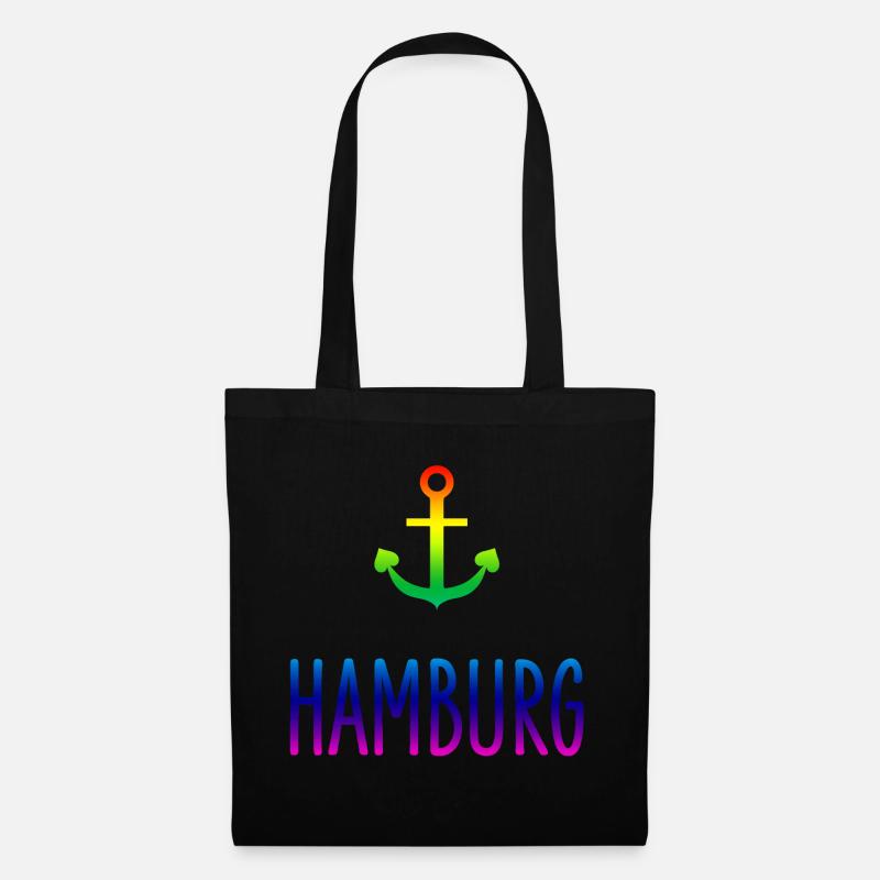 CSD Hamburg Anker Regenbogen Gay - Stoffbeutel - Schwarz