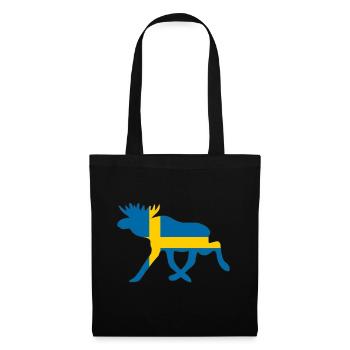 Suède / Elche Drapeau - Cadeau pour les vacances - Sac en tissu - noir - Devant