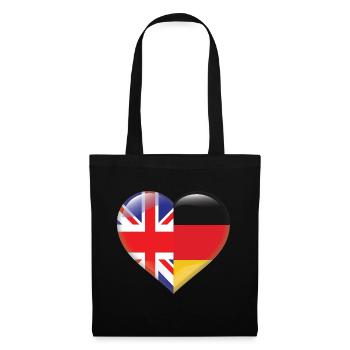 Heart Flag England Germany German Gift - Tote Bag - black - Front
