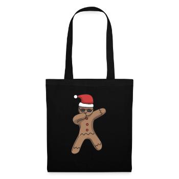 Gingerbread man dabbing cadeau de Noël - Sac en tissu - noir - Devant