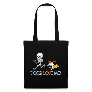 squelette chien Halloween idée cadeau hommes femmes - Sac en tissu - noir - Devant