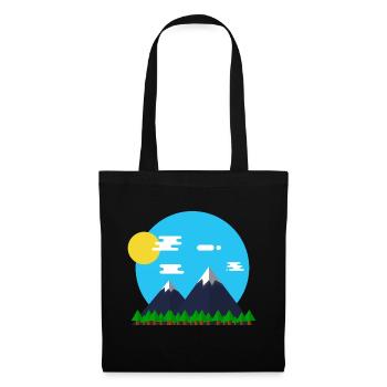 Flat Design Outdoor Mountain Forrest Park Geschenk - Stoffbeutel - Schwarz - Vorne