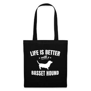 Basset Hound - Stoffbeutel - Schwarz - Vorne