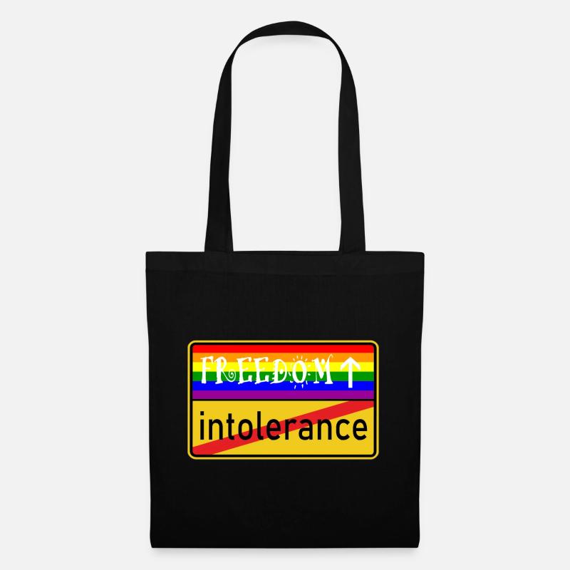 Freiheit & Vielfalt Regenbogen - Stoffbeutel - Schwarz