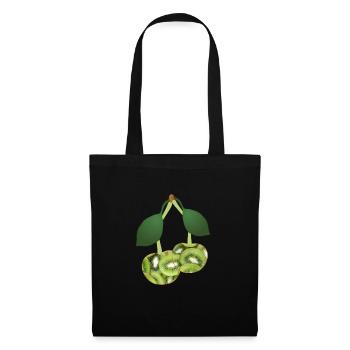 Kiwi Kirschen fruchtiges Design Geschenkidee - Stoffbeutel - Schwarz - Vorne