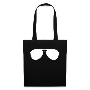 Sonnenbrille Urlaub weiss Geschenk - Stoffbeutel - Schwarz - Vorne