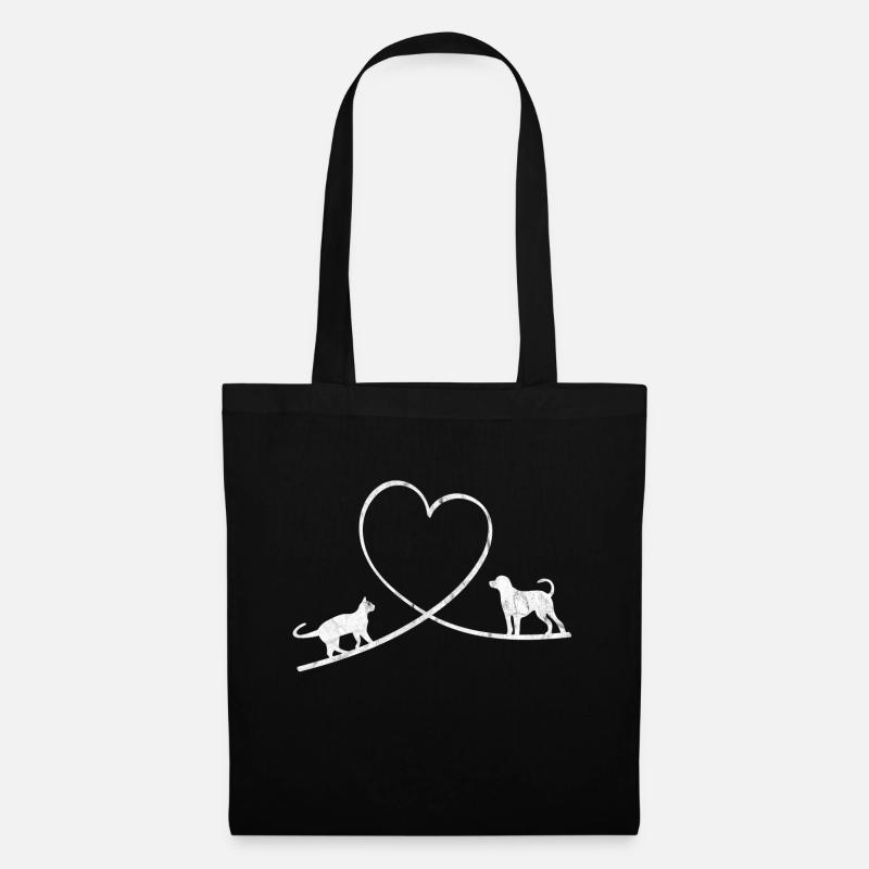 Katze und Hund - Stoffbeutel - Schwarz