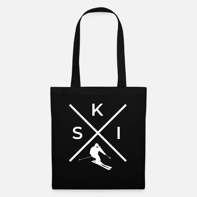 Ski Skifahrer Geschenk Abfahrt Sport Winter Berge - Stoffbeutel - Schwarz