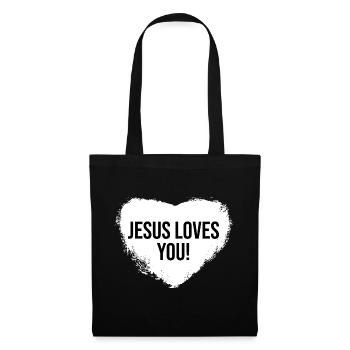 Jésus vous aime coeur Bible cadeau chrétien - Sac en tissu - noir - Devant