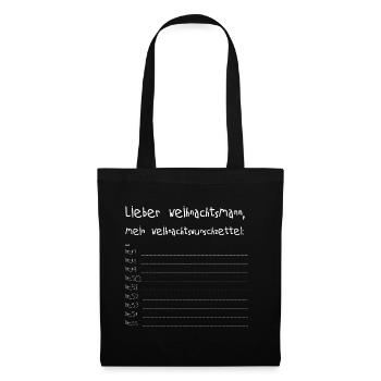 Weihnachtswunschzettel - Stoffbeutel - Schwarz - Vorne
