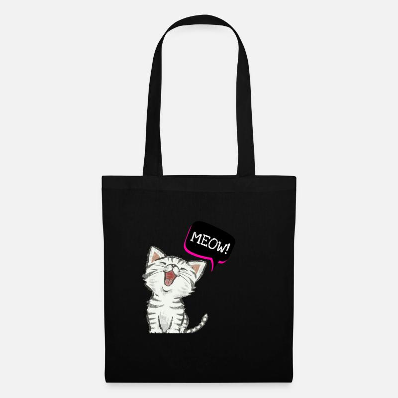 Katze meow - Stoffbeutel - Schwarz