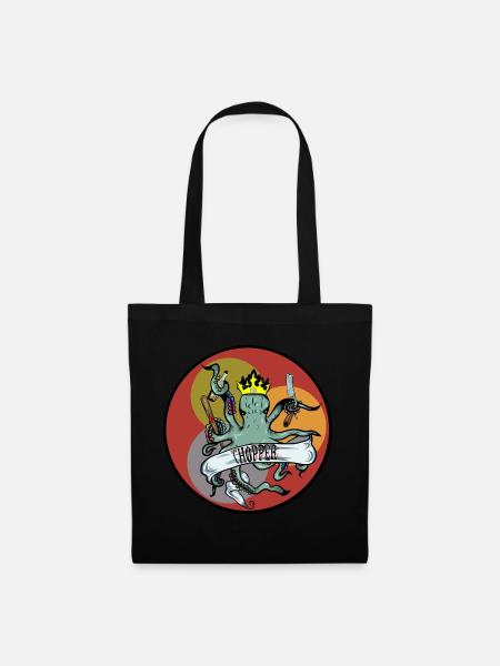 Oktopus Krake mit Krone und chopper - Stoffbeutel - Schwarz