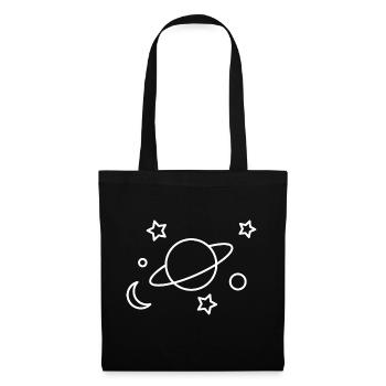 Planète Lune étoiles cadeau astronomie espace - Sac en tissu - noir - Devant