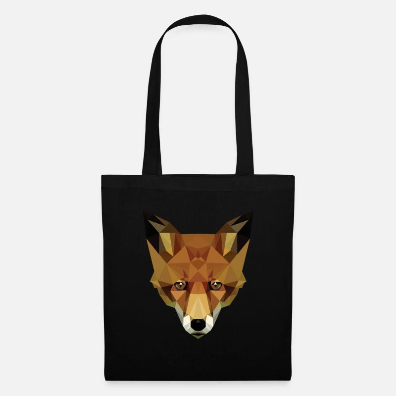 Low Poly Fuchs - Stoffbeutel - Schwarz
