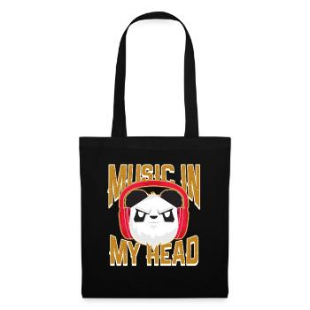 Musik Panda Kopfhörer - Stoffbeutel - Schwarz - Vorne