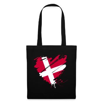 Danemark Scandinavie Europe Drapeau de l'UE Hygge cardiaque - Sac en tissu - noir - Devant