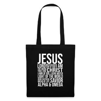 NAMEN VON JESUS CHRISTUS Christlich Geschenkidee - Stoffbeutel - Schwarz - Vorne