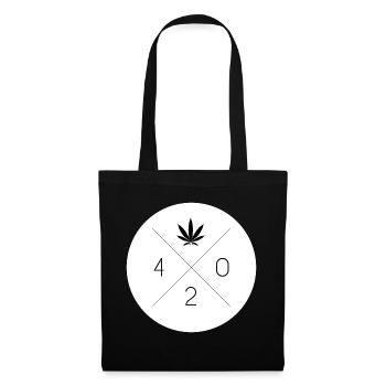 Cadeau Kiffer Blanc Cannabis 420 Cercle de Feuilles de Chanvre - Sac en tissu - noir - Devant