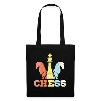 Pièces d'échecs échiquier vintage rétro - Sac en tissu - noir - Devant