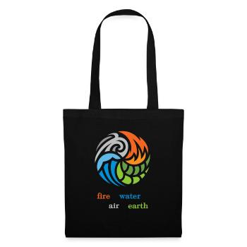 Les quatre éléments. Le feu, l’eau, l’air et la terre - Sac en tissu - noir - Devant