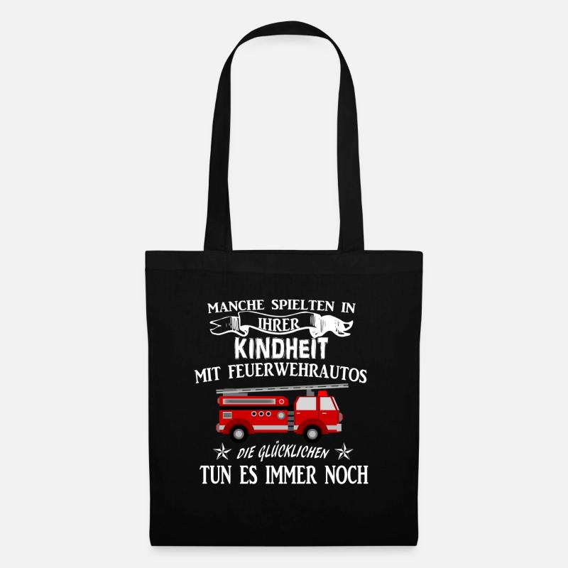 Feuerwehrfrau/mann Feuerwehrauto Spruch Geschenk - Stoffbeutel - Schwarz
