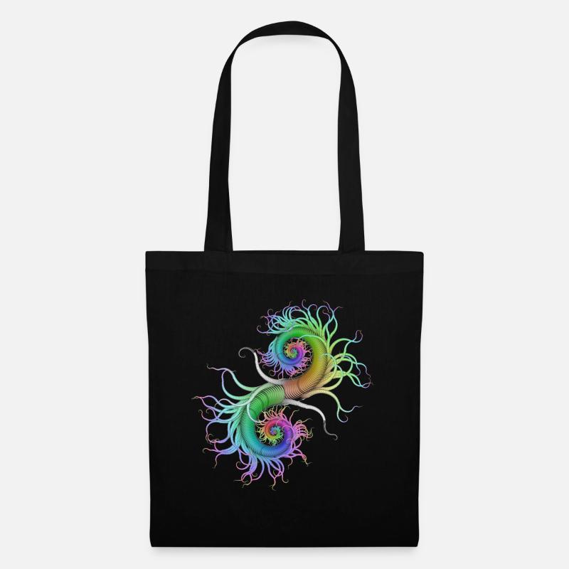 Psychedelisch Seepferchen Abstrakte Kunst Goa Psy - Stoffbeutel - Schwarz