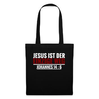 Jesus ist der einzige Weg Bibelvers Christlich - Stoffbeutel - Schwarz - Vorne