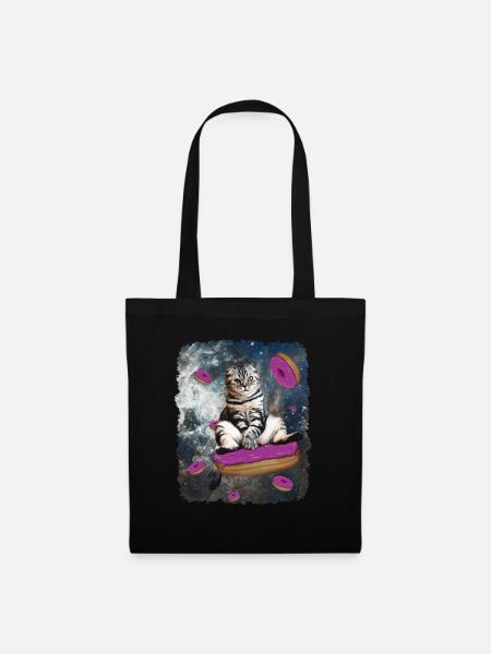 Weltraum Katze - Stoffbeutel - Schwarz