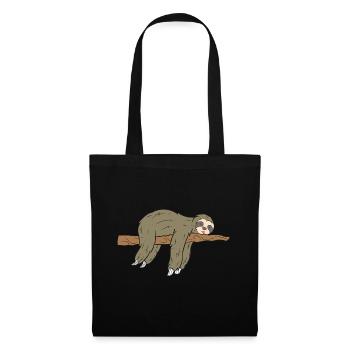 Faultier Faultiere Geschenk Sloth Ast - Stoffbeutel - Schwarz - Vorne