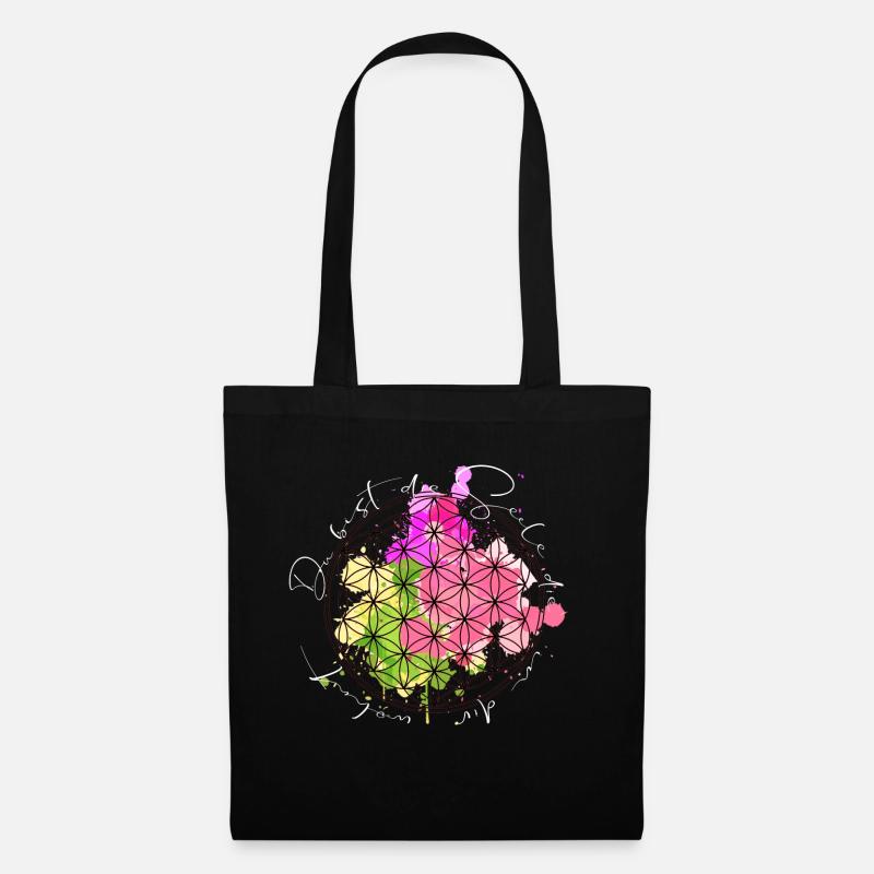 Fleur de Vie - Vert - Sac en tissu - noir