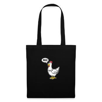 Huhn Moo Vogel Lustiges Geschenk - Stoffbeutel - Schwarz - Vorne