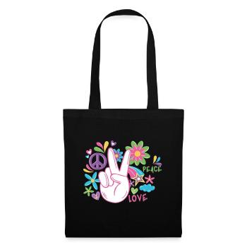 Peace and Peace Hand Signal Gift - Tote Bag - black - Front