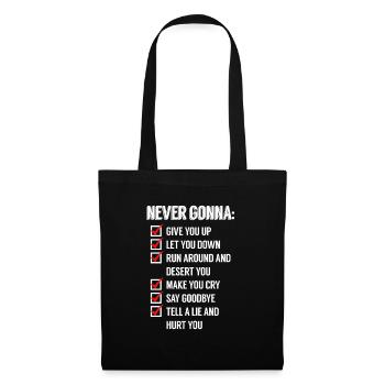 Never give you up - Stoffbeutel - Schwarz - Vorne